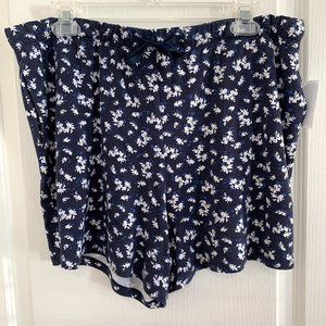Jasmine & Ginger Pajama Shorts Lounge Sleep Bottoms Navy Ditsy Floral Size Large